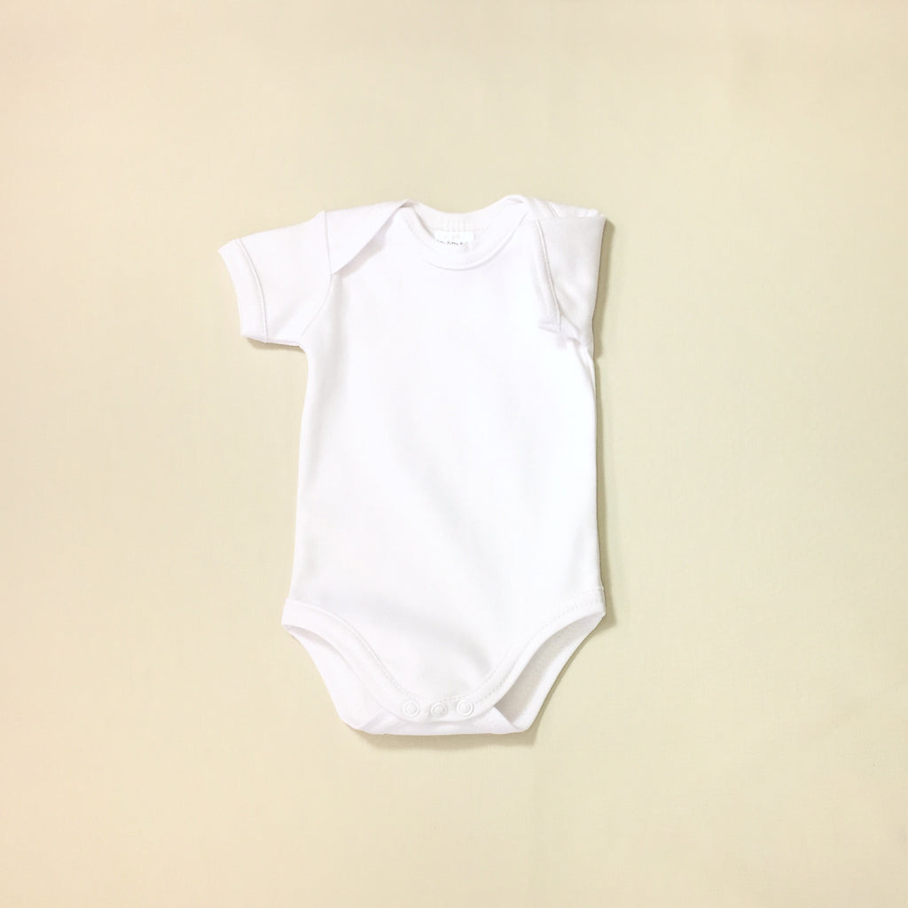 Solid White Cotton Lap shoulder baby bodysuit preemie