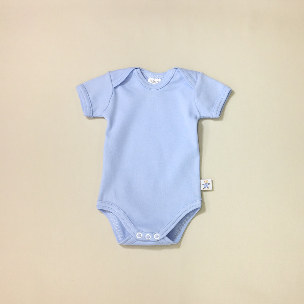 Solid Blue Cotton Lap shoulder baby bodysuit preemie