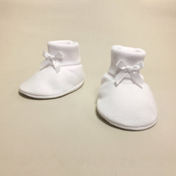 White Cotton Baby Booties – Itty Bitty Baby Boutique
