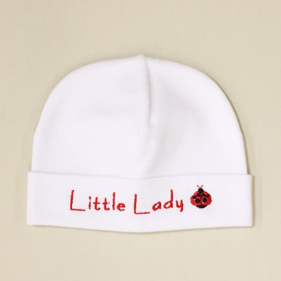 Little Lady embroidered baby hat in White Made in Canada