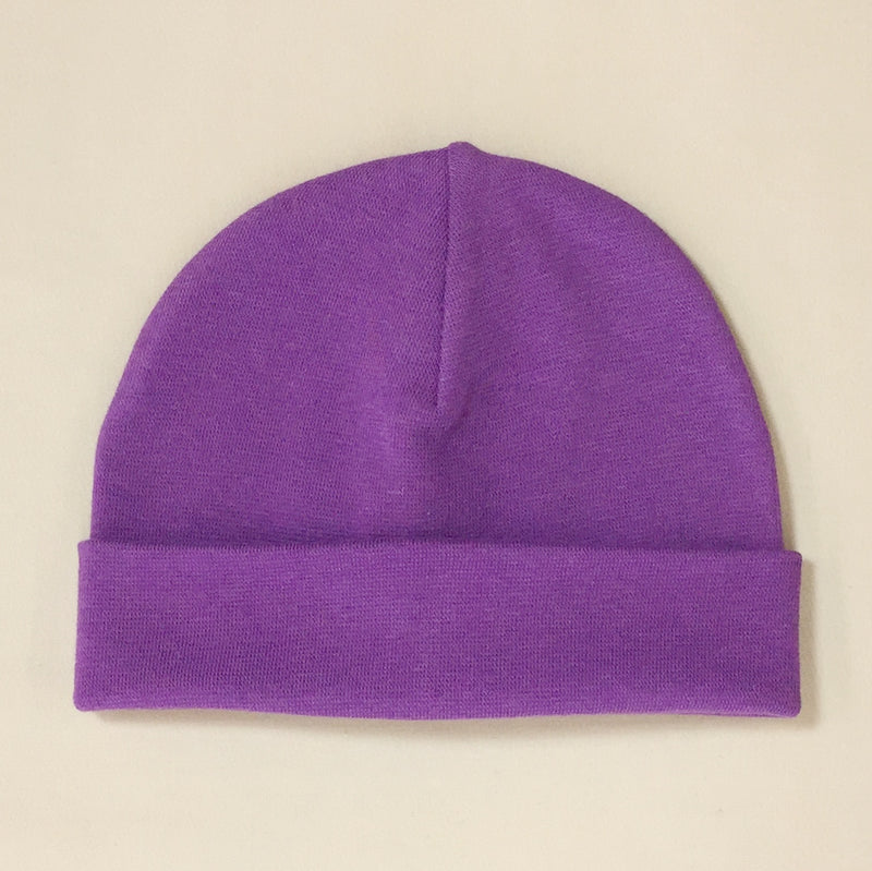 purple cotton baby hat no brim