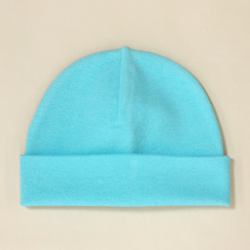 turquoise cotton baby hat no brim