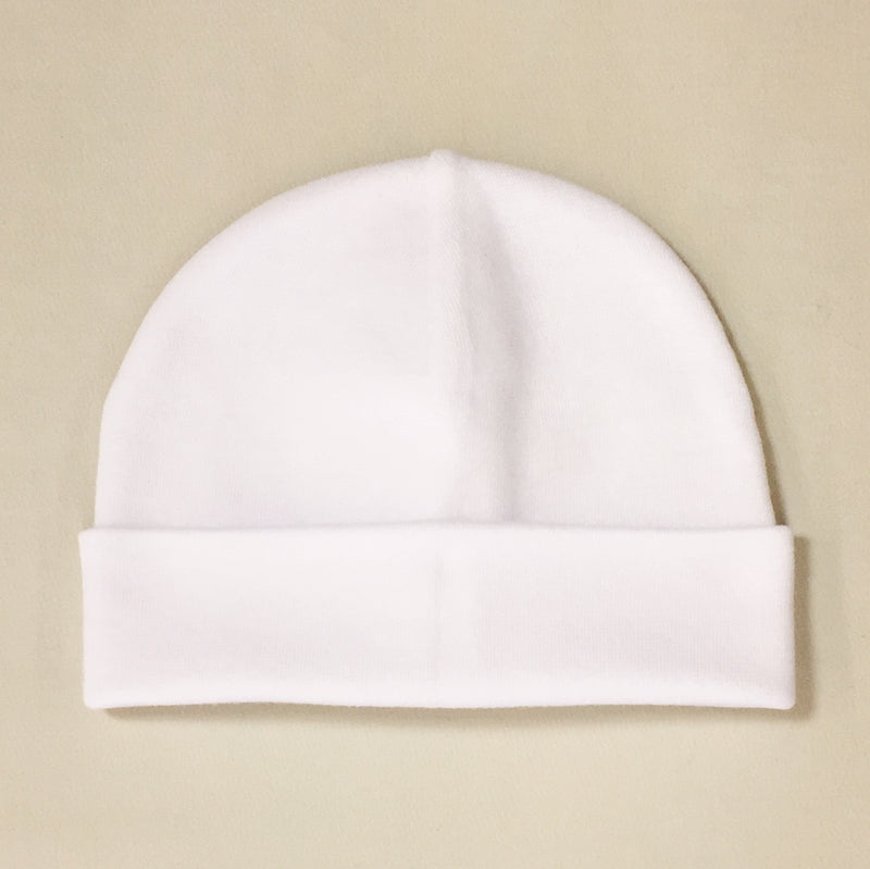 white cotton baby hat no brim