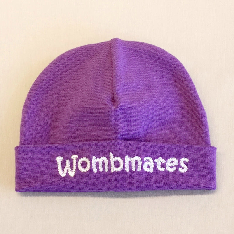 Wombmates embroidered baby hat in Purple Made in Canada