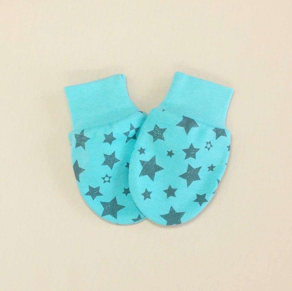 Scratch Mittens Turquoise Stars