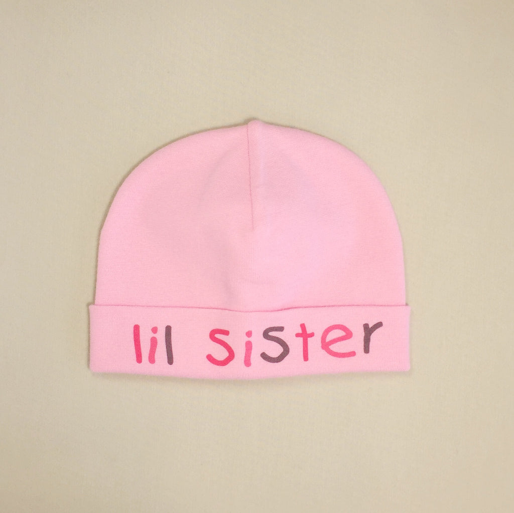 Lil Sister printed baby brim hat preemie