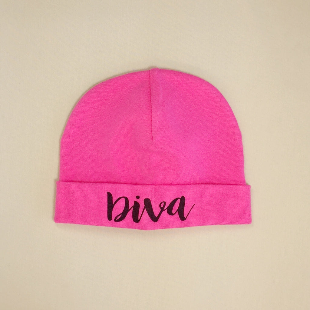 Diva printed baby brim hat preemie