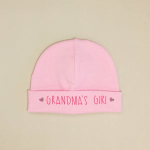 Grandma's Girl printed baby brim hat preemie