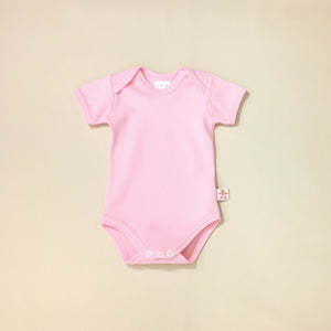 Solid Pink Cotton Lap shoulder baby bodysuit preemie