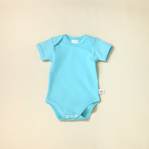Solid Turquoise Cotton Lap shoulder baby bodysuit preemie