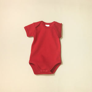 Solid Red Cotton Lap shoulder baby bodysuit preemie
