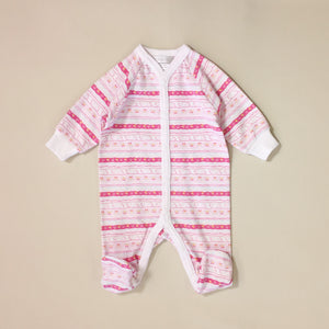 cotton snap front footed sleeper for baby
