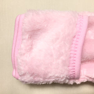 pink plush sleep sack  fold over mitten cuff open