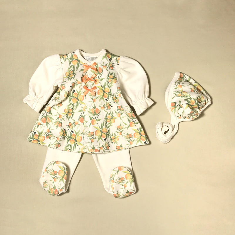 Georgia Peach Dress & Bonnet Set Preemie baby girl clothes Made in Canada