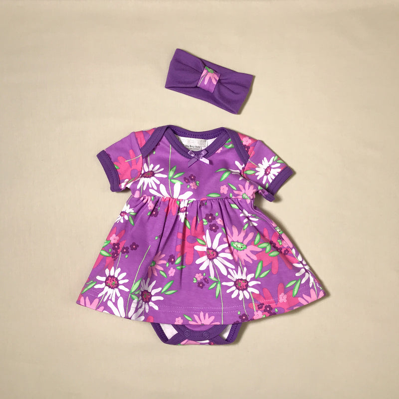 Wildflower Bodysuit Dress + Headband Set Itty Bitty Baby Boutique Wildflower Bodysuit Dress + Headband Set Itty Bitty Baby Boutique
