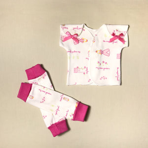 NICU Friendly Princess Garden leg warmers preemie baby infant clothing with Princess Garden NICU t-shirt