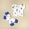NICU Friendly deep blue Roboto leg warmers preemie baby infant clothing with Robots NICU t-shirt
