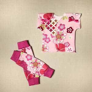 NICU Friendly Retro Flowers leg warmers preemie baby infant clothing with Retro Flowers NICU t-shirt