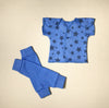 NICU Friendly deep blue leg warmers preemie baby with NICU Friendly Deep Blue Stars T-shirt