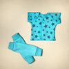 NICU Friendly turquoise teal leg warmers preemie baby infant clothing with Turquoise Stars NICU t-shirt