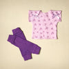 NICU Friendly purple leg warmers preemie baby infant clothing with Lilac Smile Hearts NICU T-shirt