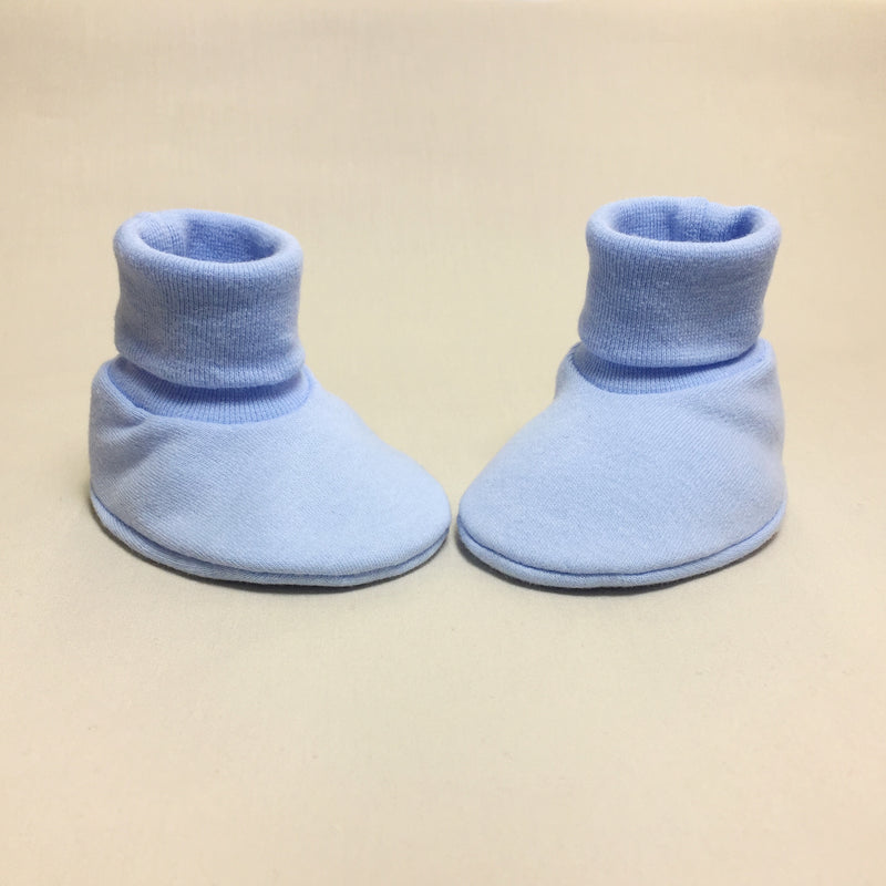 blue baby booties made from cotton