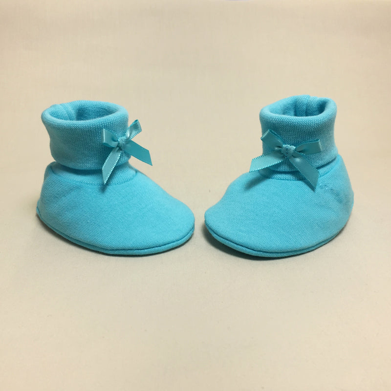 turquoise cotton baby booties