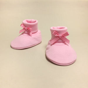 pink cotton baby booties