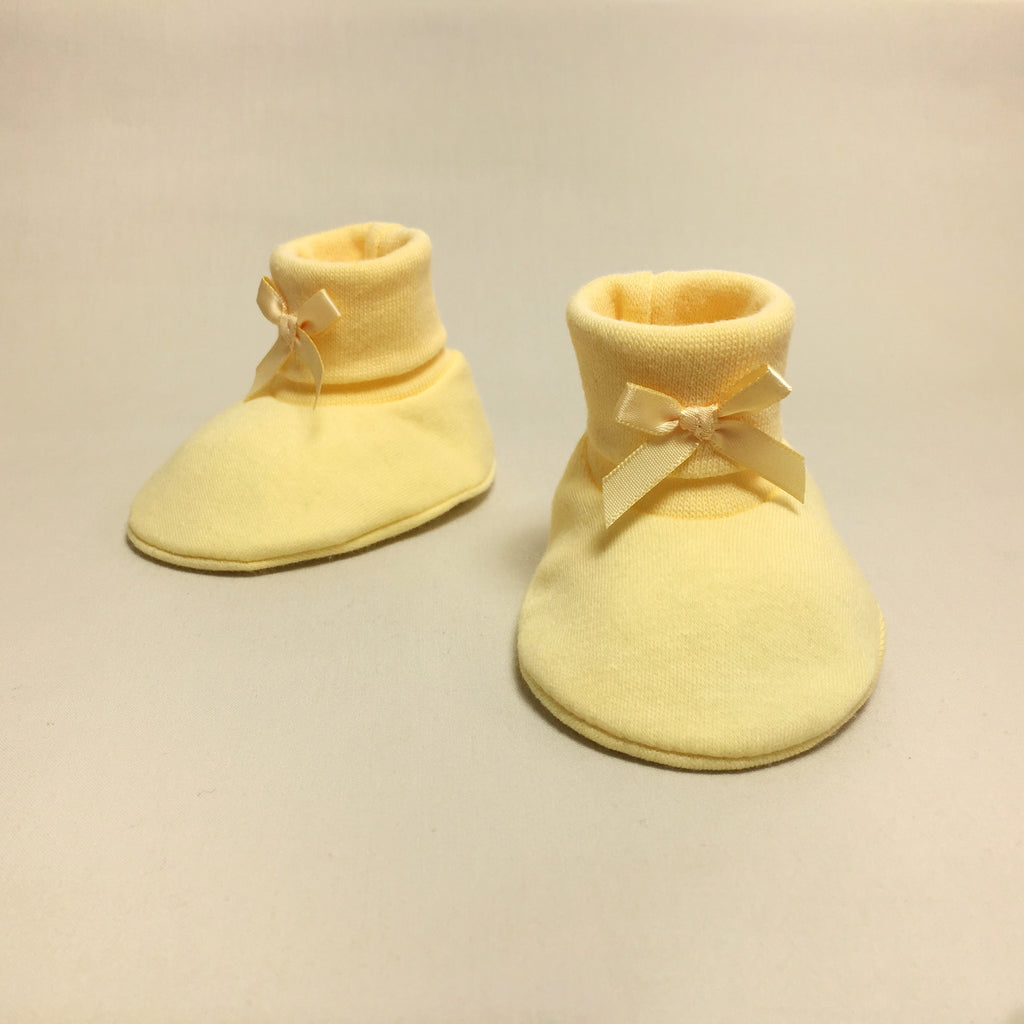 yellow cotton baby booties 