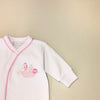 pink satin ark cuffed kimono sleeper embroidery details