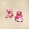 NICU Retro Flower Pink cotton preemie baby booties socks