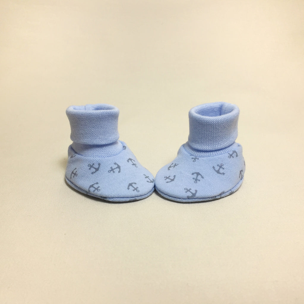 NICU Blue Anchors cotton preemie baby booties socks