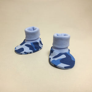 NICU Blue Camo cotton preemie baby booties socks