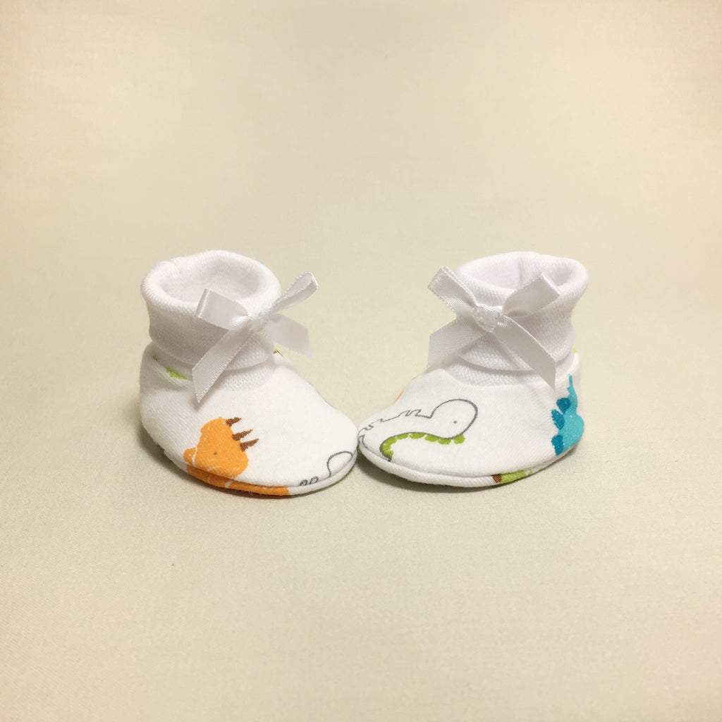 NICU Dino White cotton preemie baby booties socks