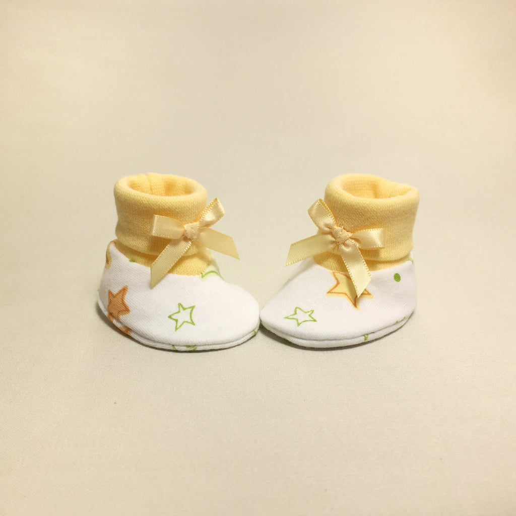 NICU Twinkle Yellow cotton preemie baby booties socks