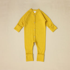gold cotton minimalist baby playsuit 