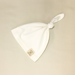 ivory cotton minimalist baby knot top hat