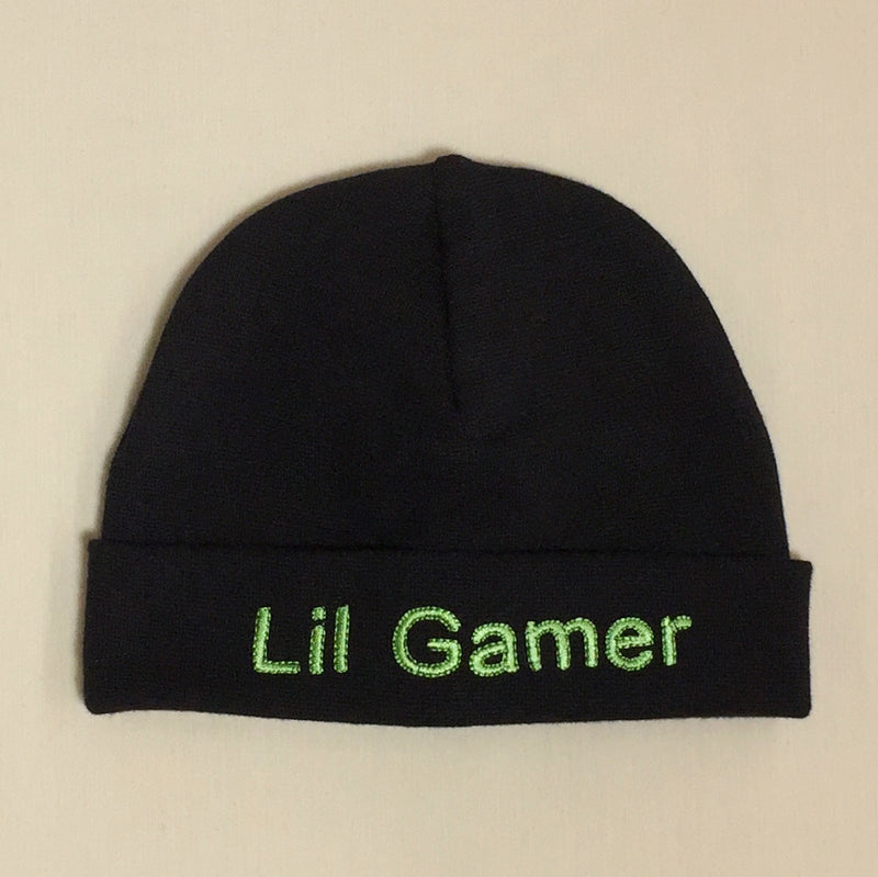 Lil Gamer embroidered baby hat in black Made in Canada