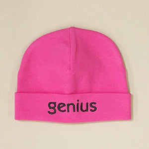 Genius embroidered baby hat in Fuchsia Made In Canada
