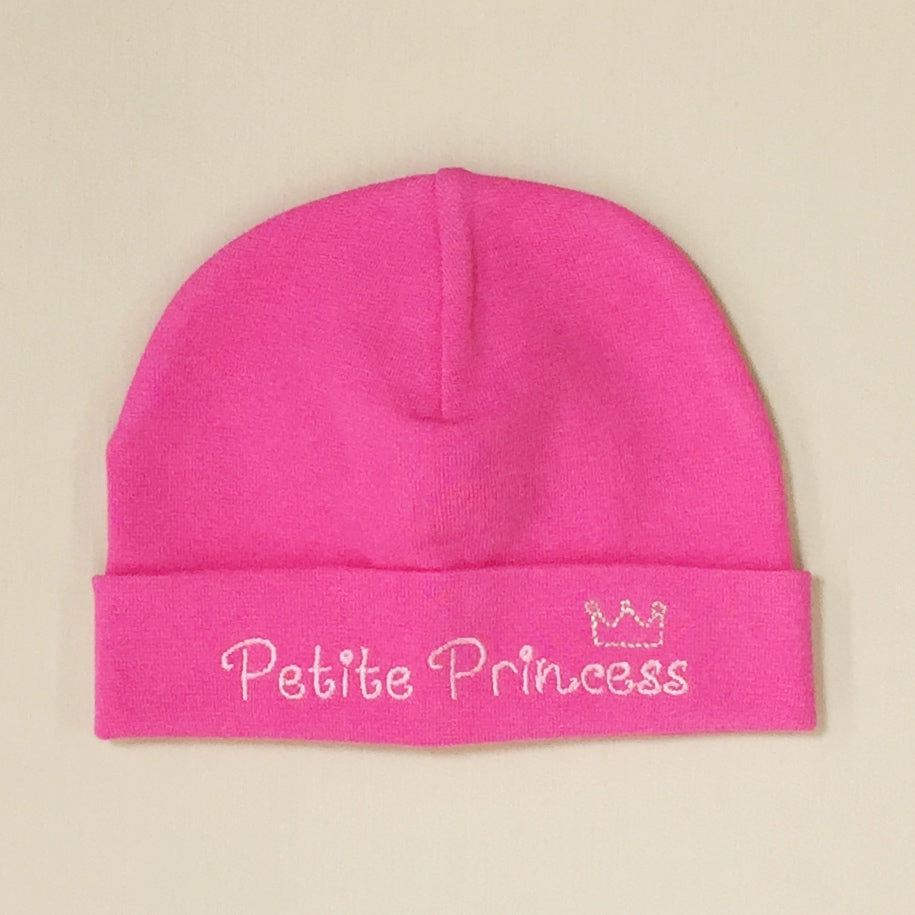 Petite Princess embroidered baby hat in Fuchsia Made in Canada