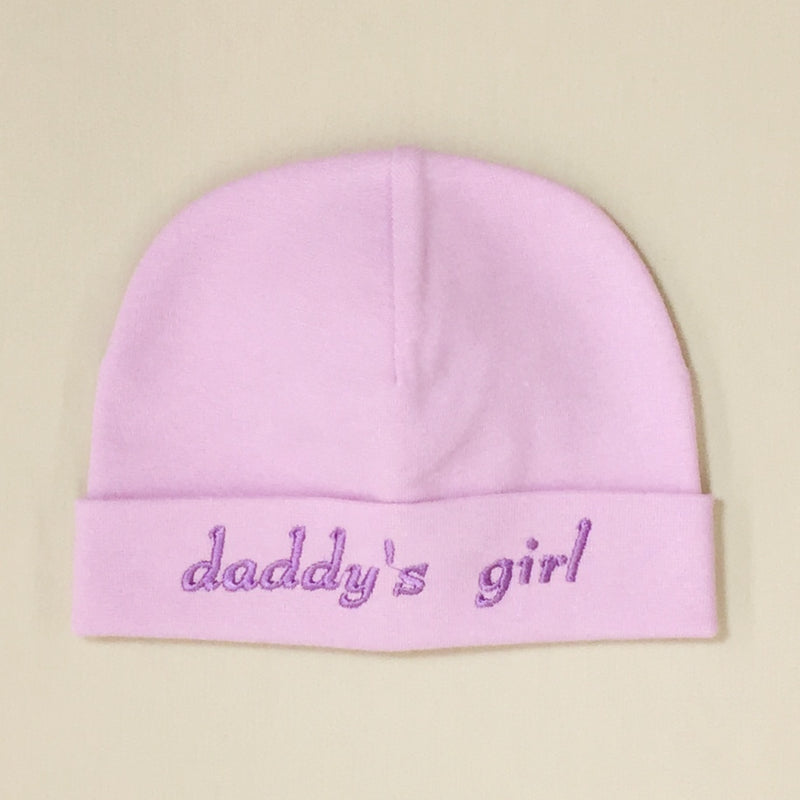 Daddy's Girl embroidered baby hat in Lilac made in Canada