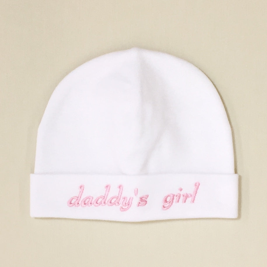 Daddy's Girl embroidered baby hat in White Made in Canada