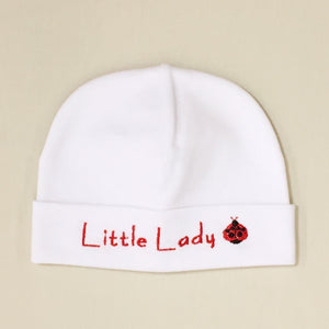 Little Lady embroidered baby hat in White Made in Canada