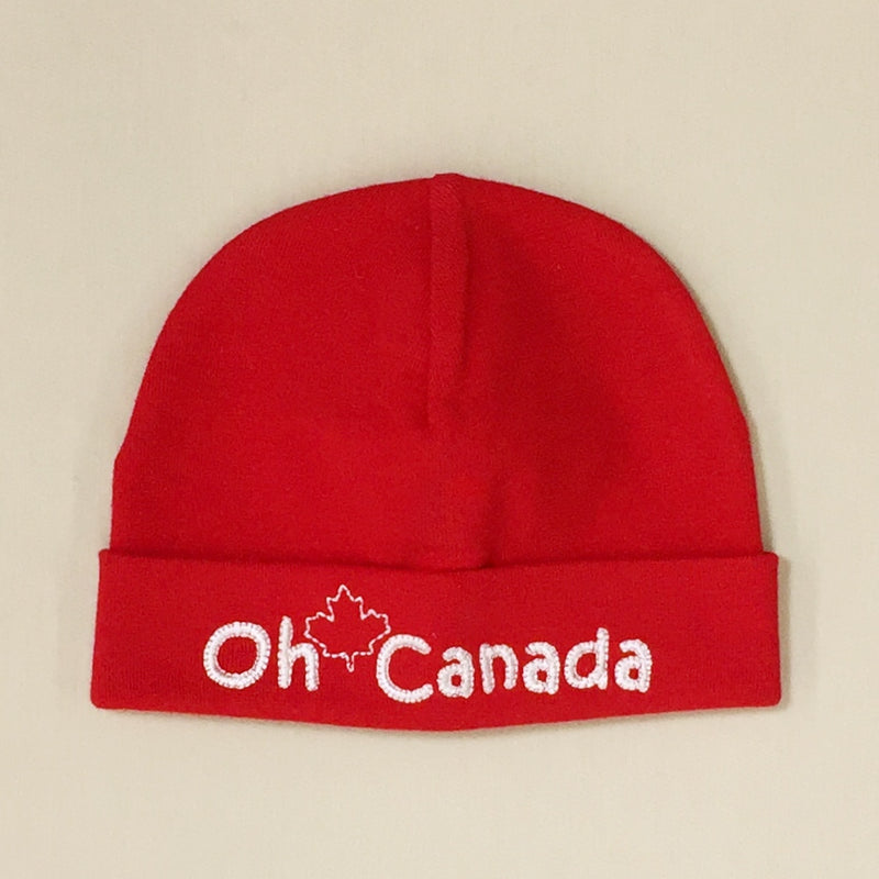 Oh Canada embroidered baby hat in Red Made In Canada