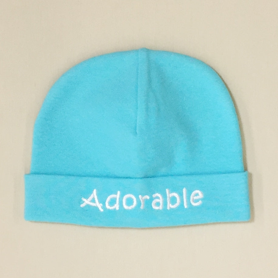 Adorable embroidered hat made from soft & stretchy knit preemie baby