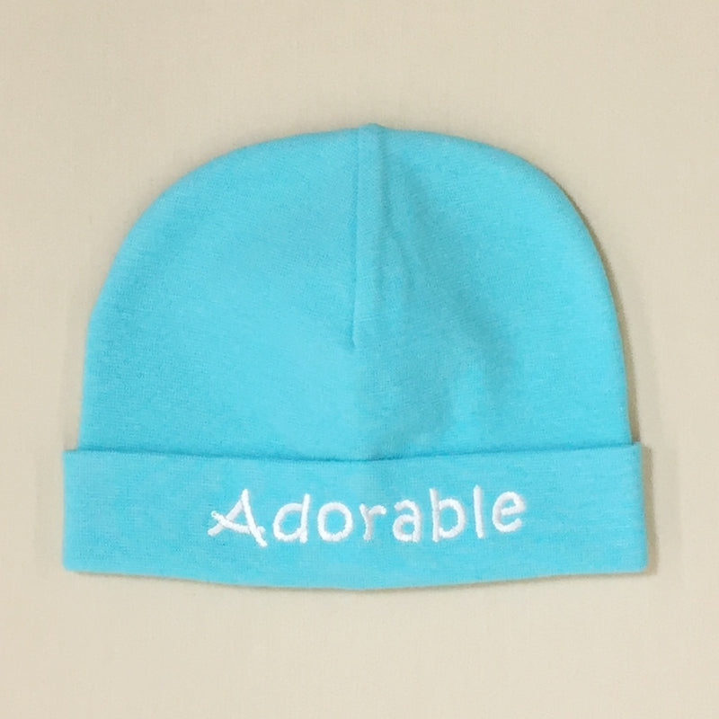 Adorable embroidered hat made from soft & stretchy knit preemie baby