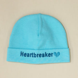 Heartbreaker embroidered baby hat in Turquoise Made in Canada