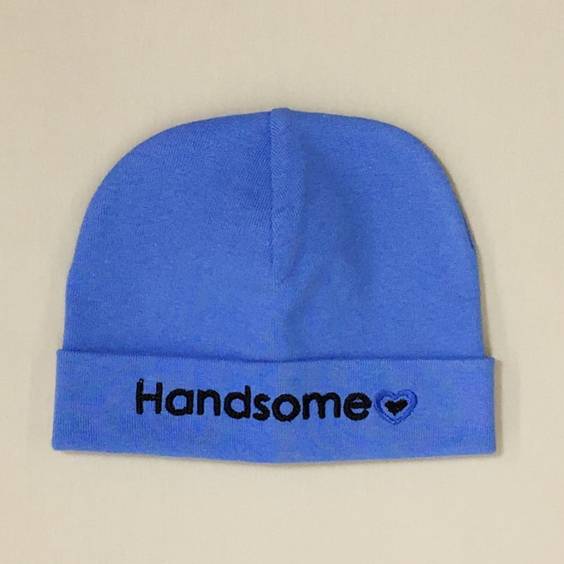 Handsome embroidered baby hat in Deep Blue Made in Canada