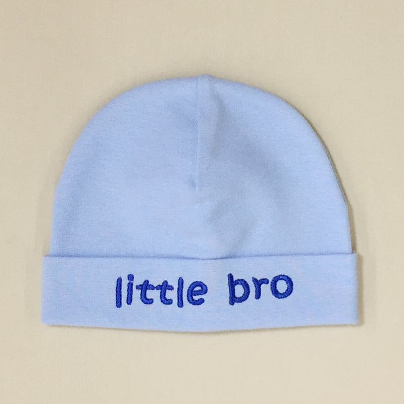 Little Bro embroidered baby hat in blue Made in Canada
