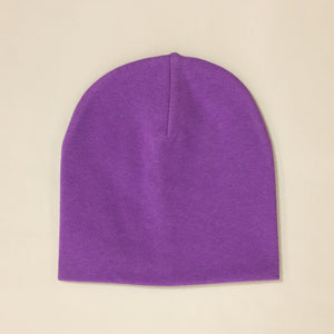 purple cotton baby hat no brim